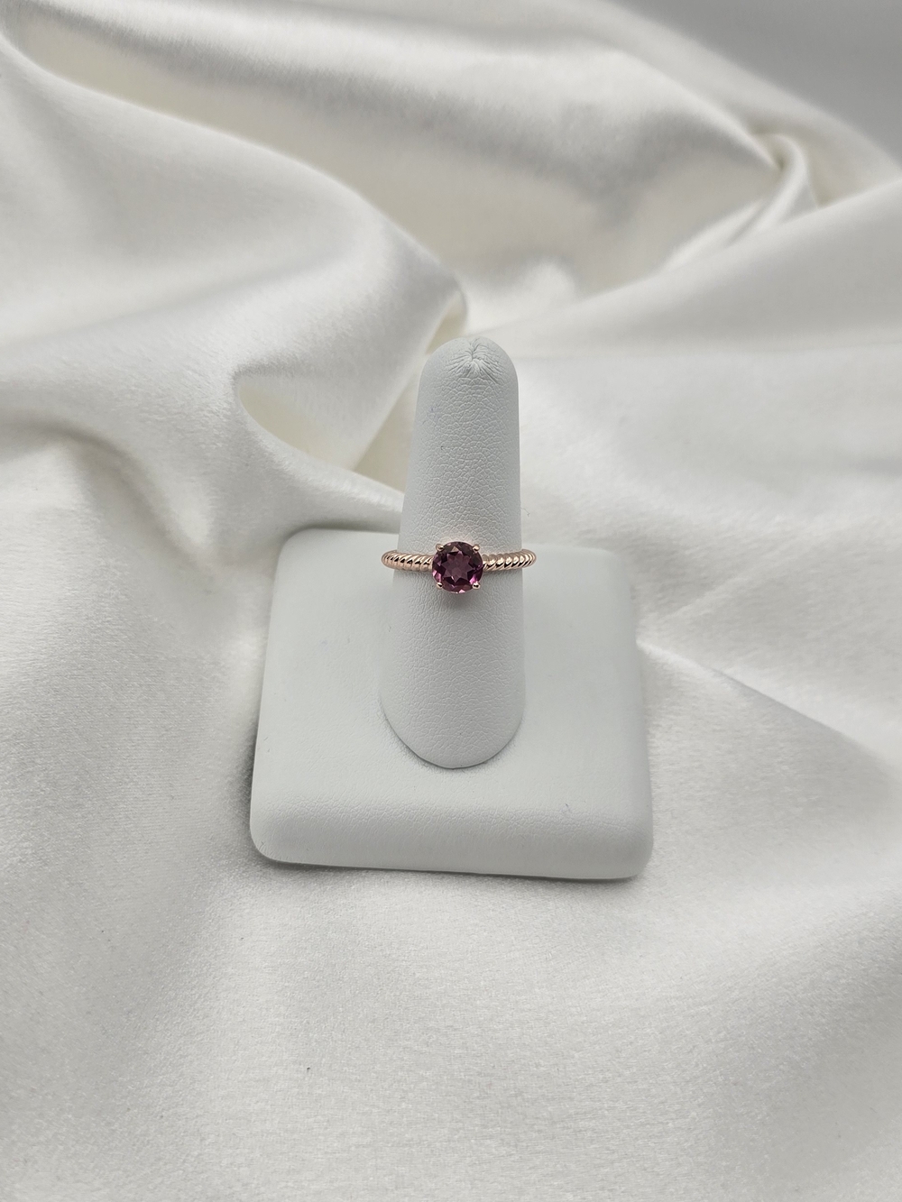 Luxury Rose Gold Over Sterling Silver 925 Pink Topaz Gemstone Ring